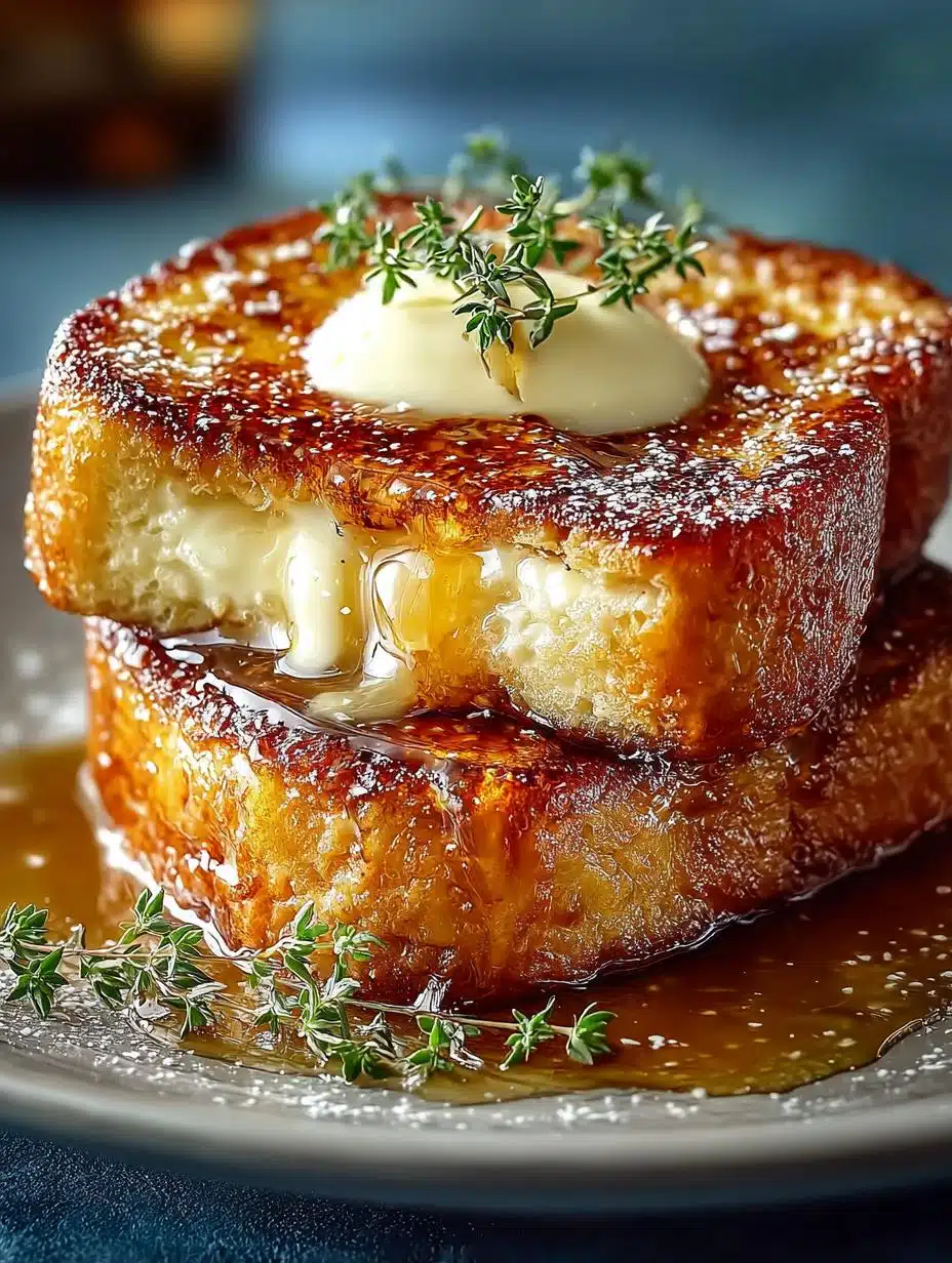 Close-up of Creme Brulee French Toast with caramelized sugar topping