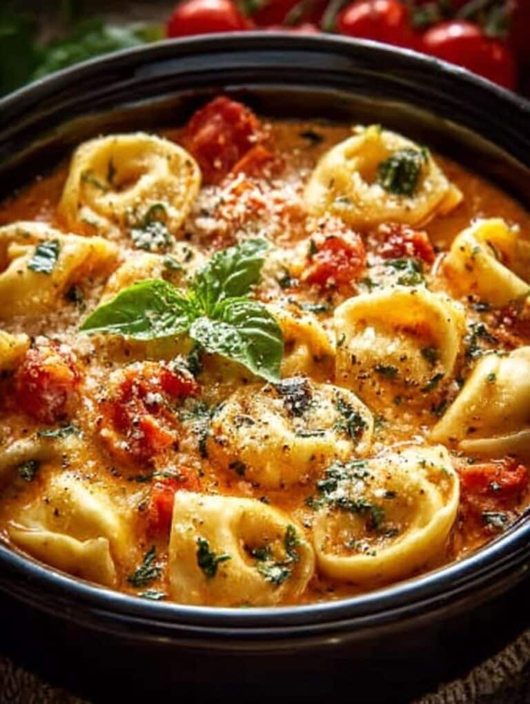 Crockpot Creamy Tomato Tortellini