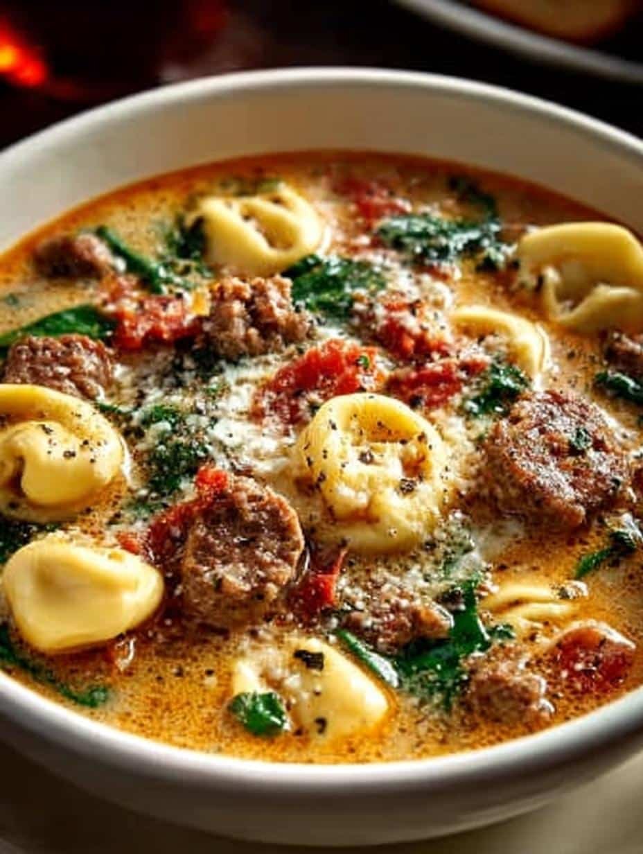 Crockpot Sausage Tortellini Soup