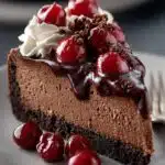 Dark Chocolate Cherry Cheesecake