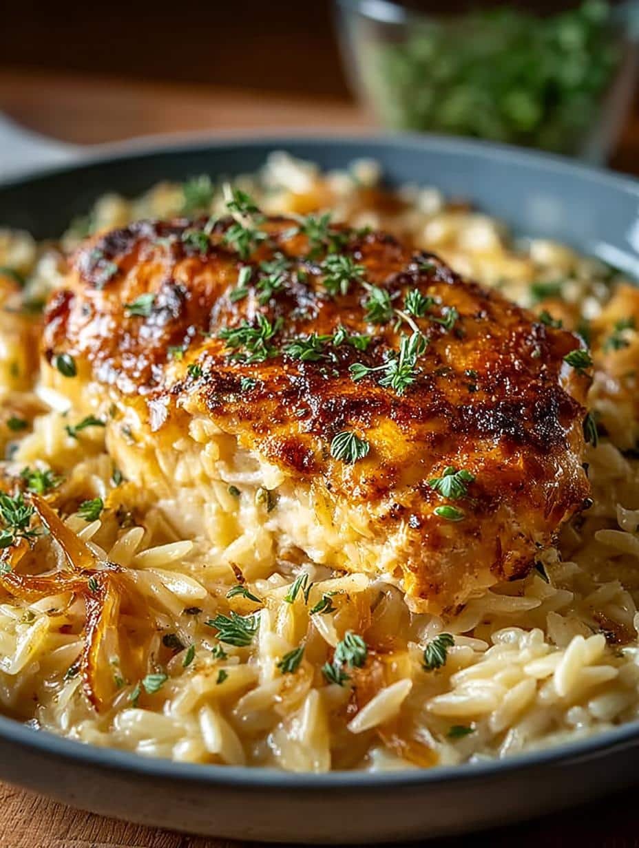 French Onion Chicken Orzo