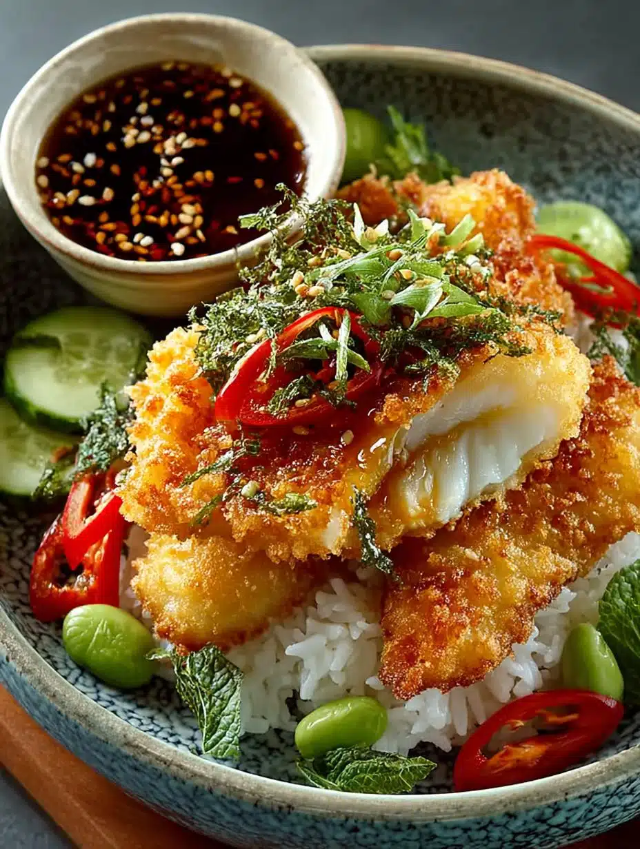 Halibut Tempura with Japanese Pickles & Spring Onion Rice 2 Halibut Tempura with Japanese Pickles & Spring Onion Rice - Halibut Tempura with Japanese - main visual representation