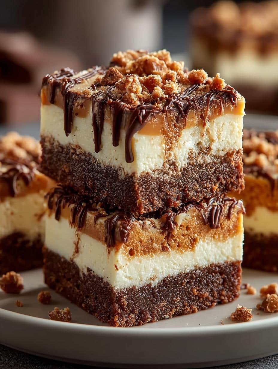 Heath Toffee Cheesecake Brownies: 5 Layers of Indulgence - Heath Toffee Cheesecake Brownies - main visual representation