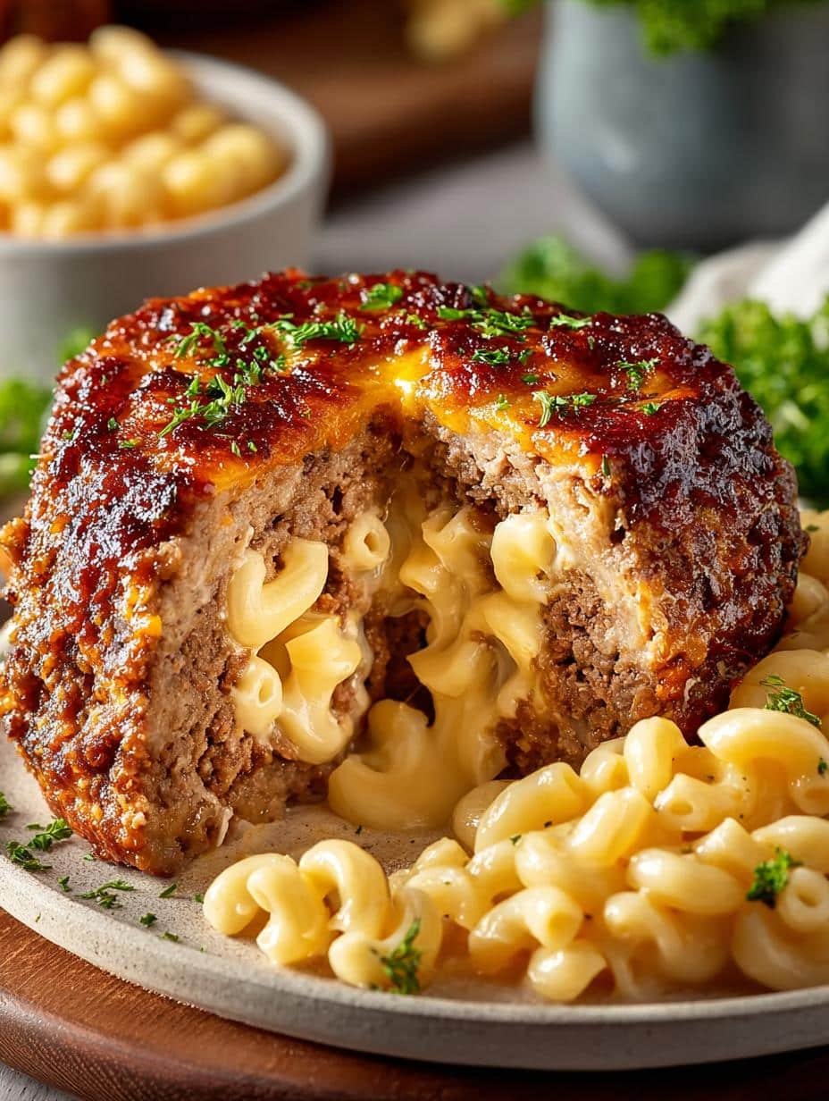 Macaroni Cheese Stuffed Meatloaf