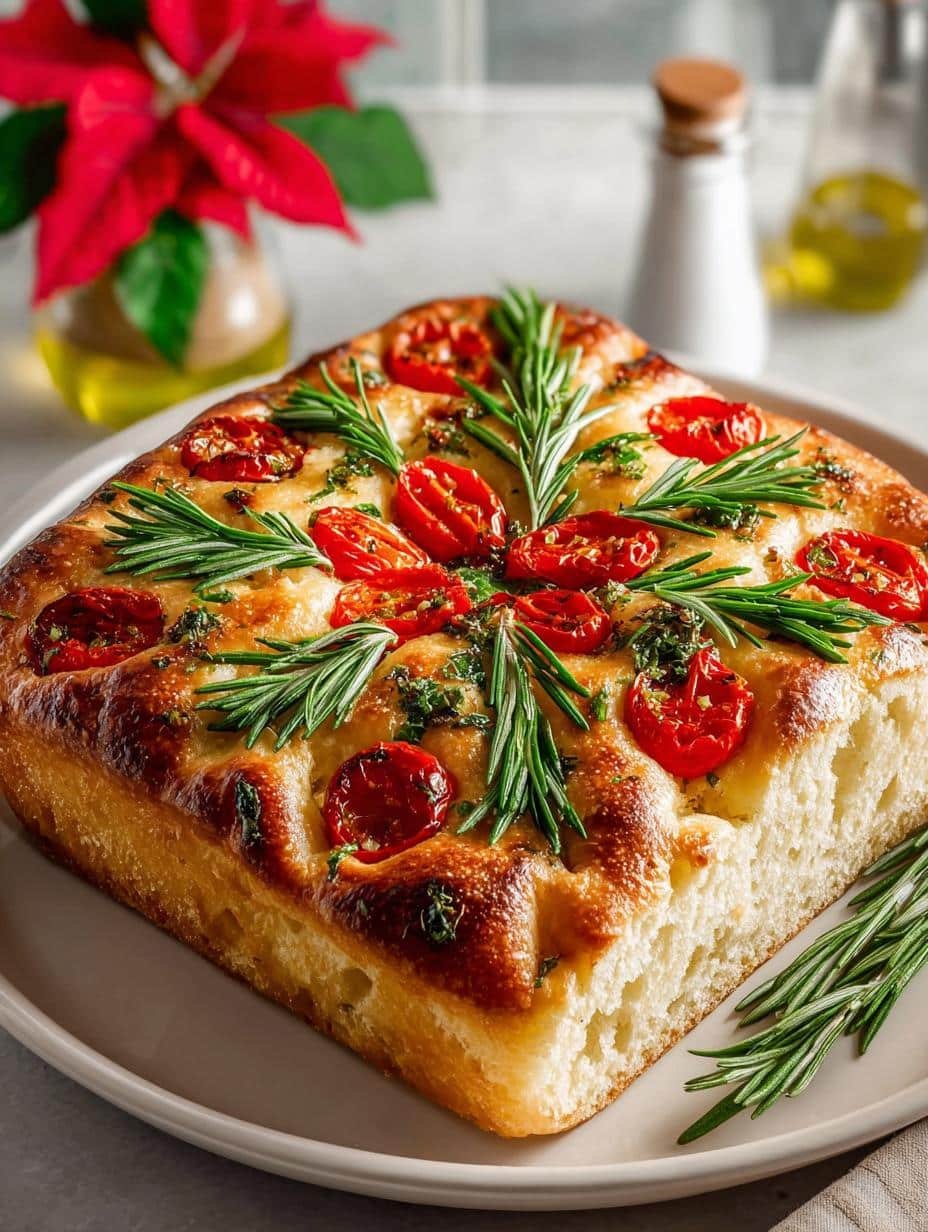 Poinsettia Focaccia Bread with