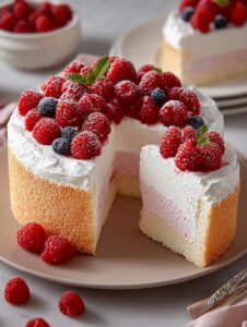 Raspberry Angel Food Cake