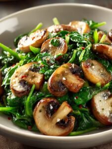 Sauteed Mushrooms with Spinach