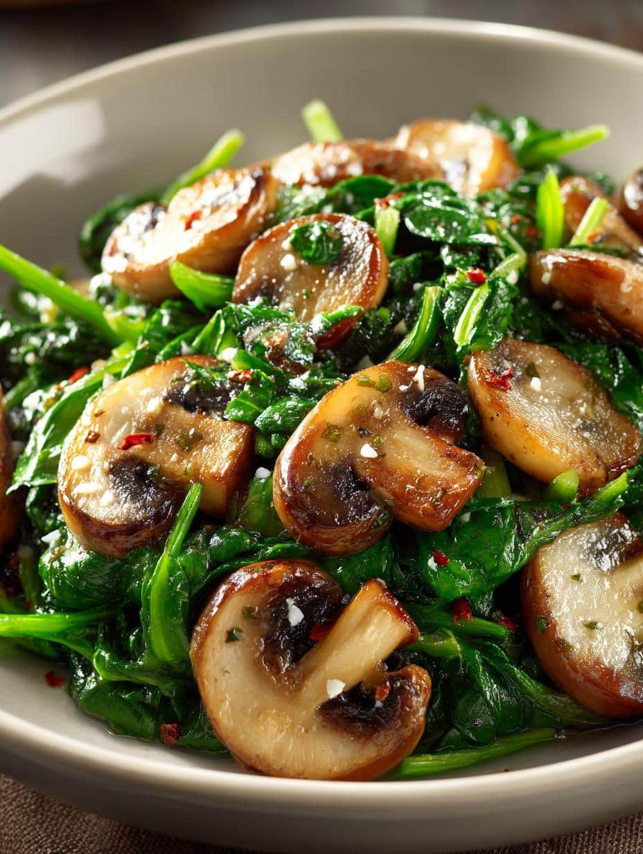 Sauteed Mushrooms with Spinach