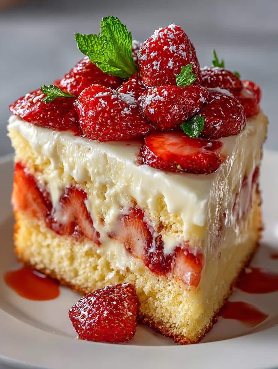 Strawberry Custard Delight Cake