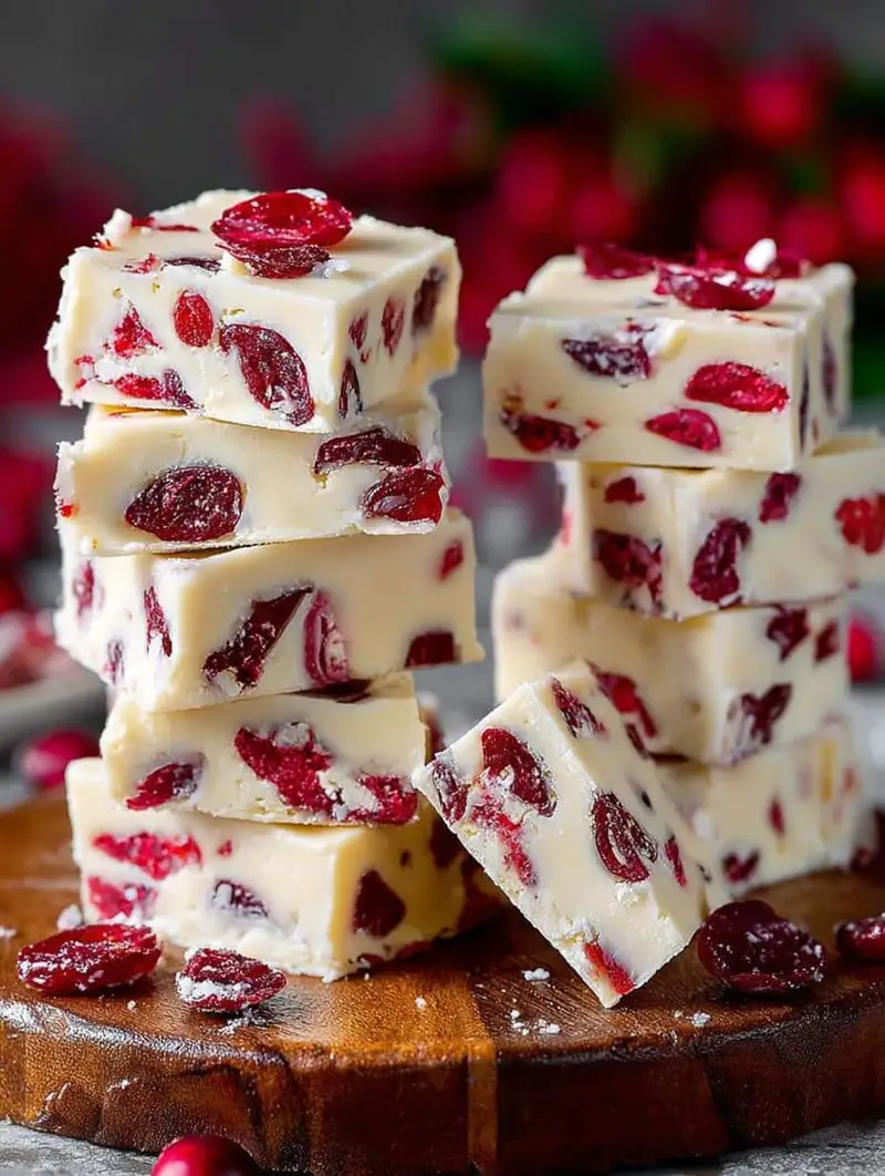 White Chocolate Cranberry Fudge