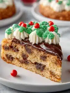 Delicious Christmas Cookie Cake decorated with festive holiday themes.
