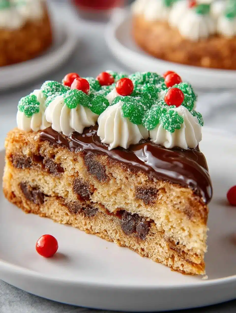 Delicious Christmas Cookie Cake decorated with festive holiday themes.