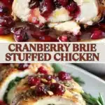 Cranberry Brie Stuffed Chicken dish garnished and ready to serve.