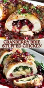 Cranberry Brie Stuffed Chicken 6 Cranberry Brie Stuffed Chicken dish garnished and ready to serve.