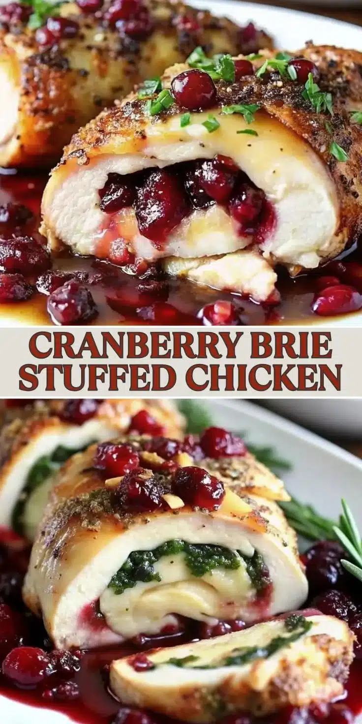 Cranberry Brie Stuffed Chicken dish garnished and ready to serve.