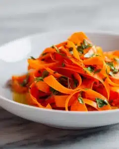 Delicious ribbon carrot salad served in a bowl with fresh ingredients