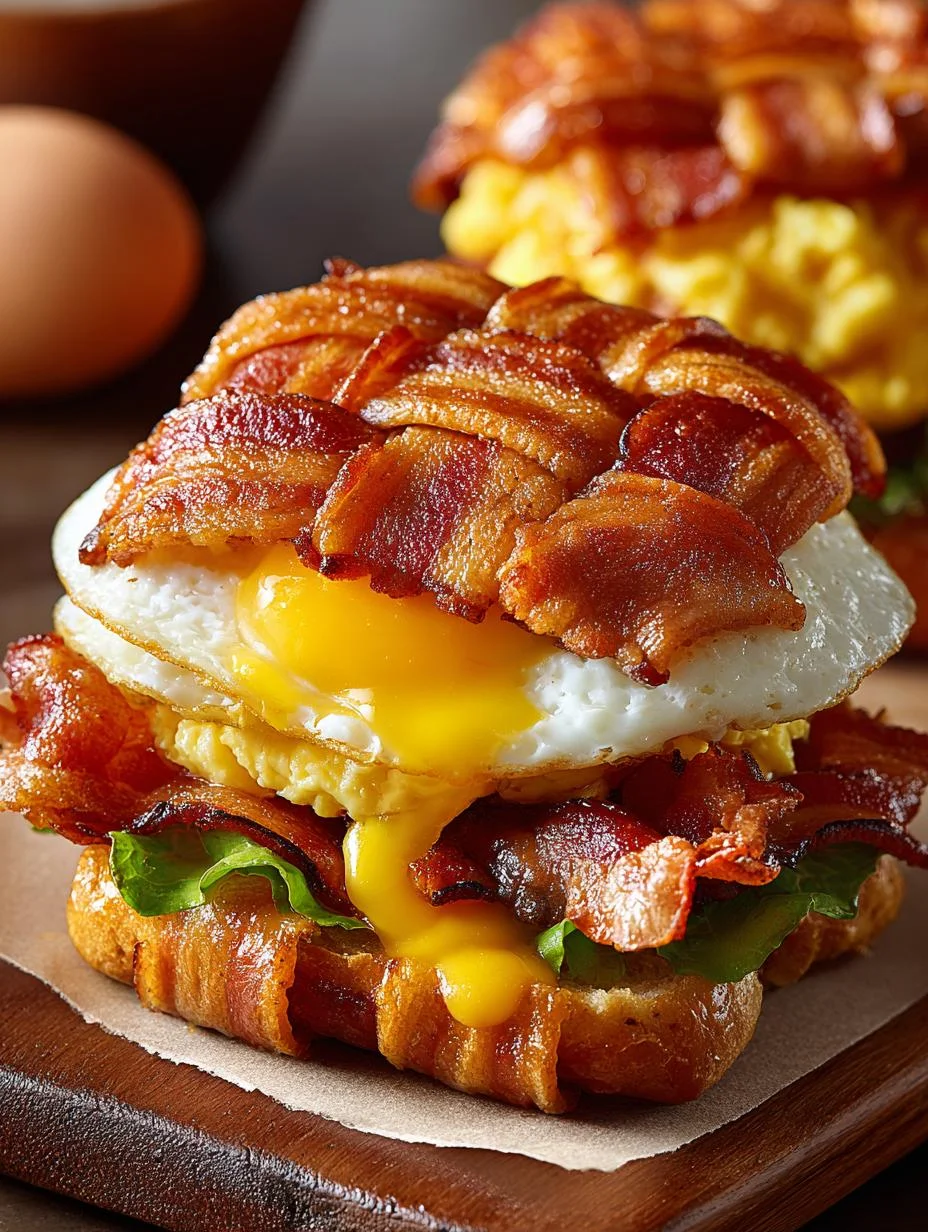 Delicious Bacon Weave Breakfast Sandwich Recipe 3 Delicious Bacon Weave Breakfast Sandwich Recipe - Bacon Weave Breakfast Sandwich - additional detail