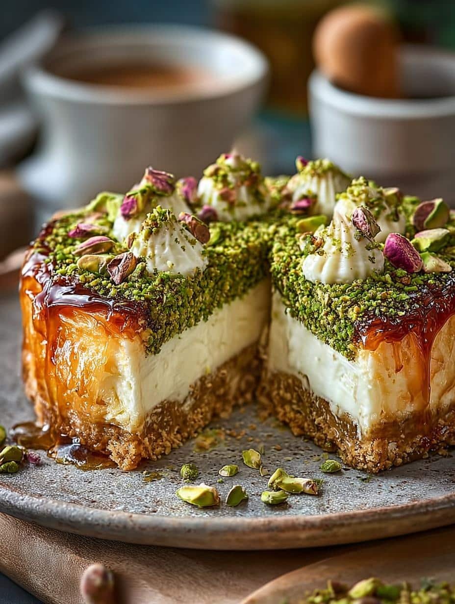 Indulge in Baklava Pistachio Cheesecake Delight - Baklava Pistachio Cheesecake - additional detail