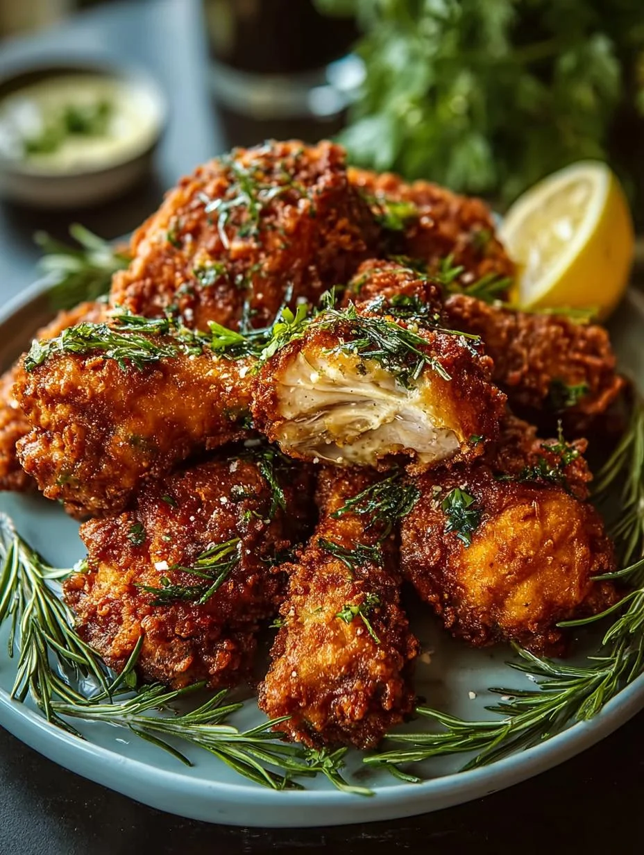 Buttermilk Fried Chicken with Fresh Herbs & Garlic Delight - Buttermilk Fried Chicken with - additional detail