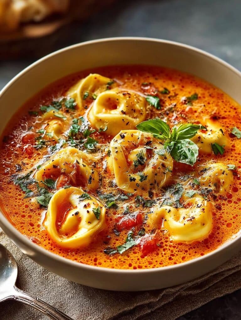 Cheesy Tomato Tortellini Soup
