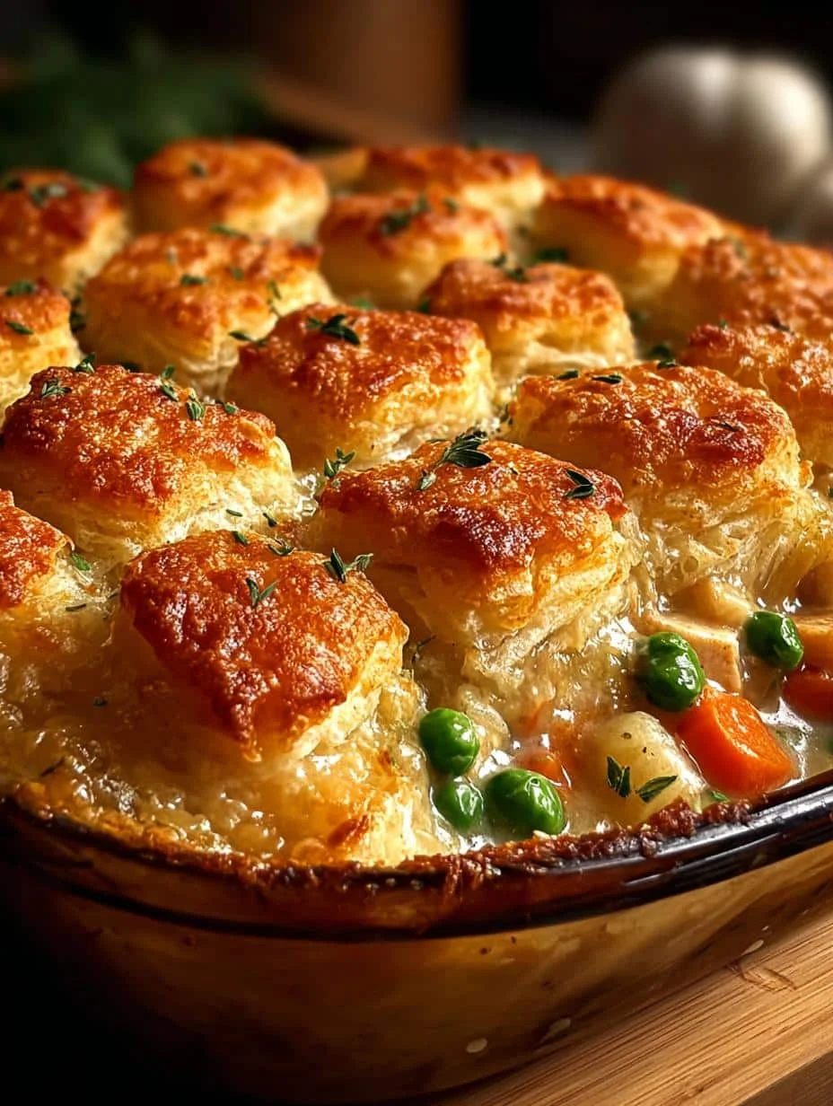 Serving suggestion for Chicken Pot Pie Tater with fresh herbs