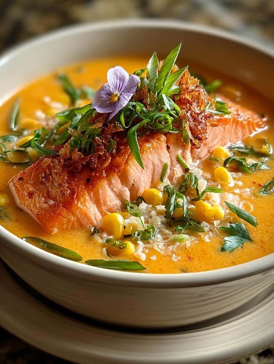 Delicious Corn Gazpacho with Salmon for Summer Days - Corn Gazpacho with Salmon - main visual representation