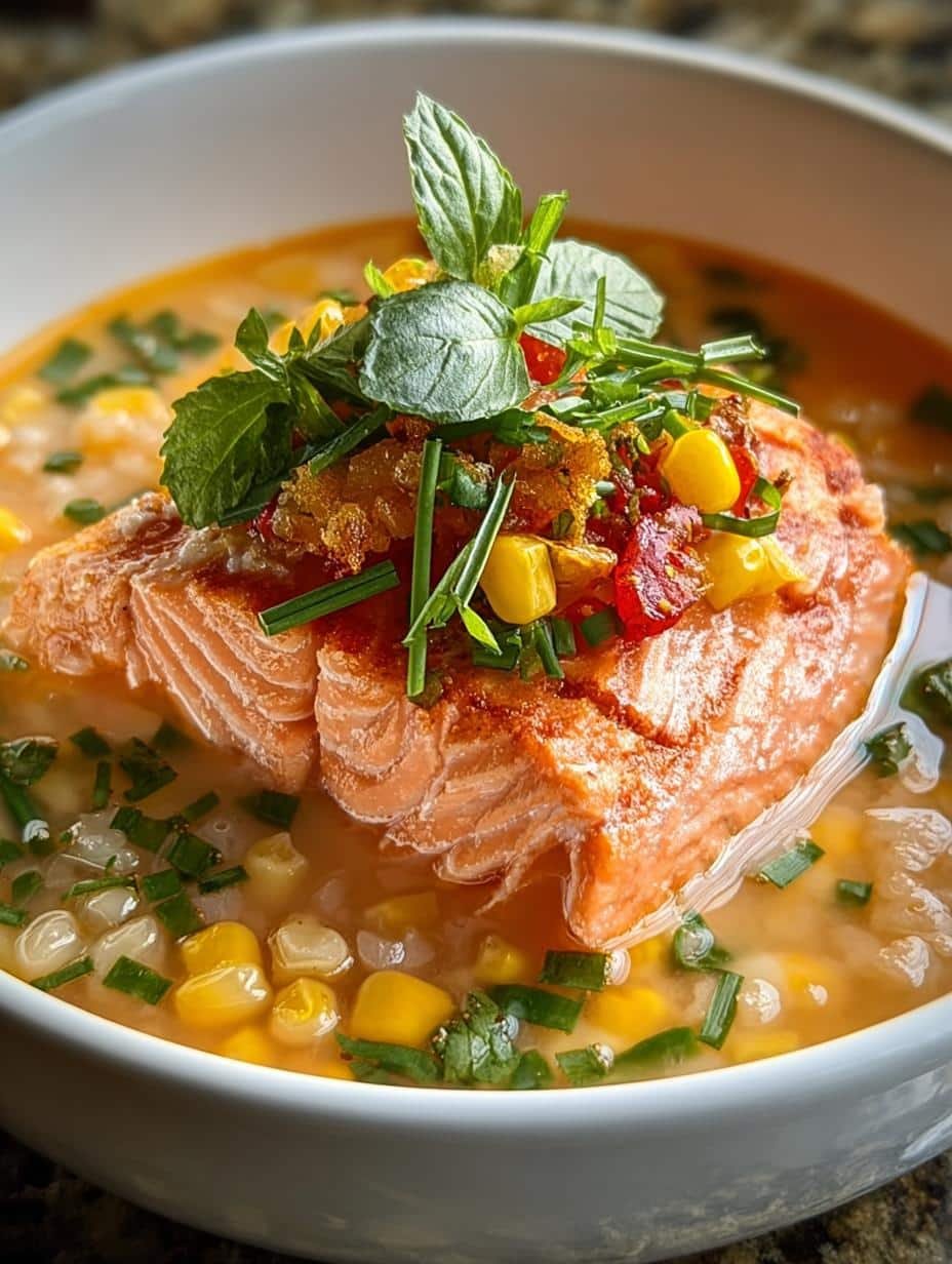 Delicious Corn Gazpacho with Salmon for Summer Days - Corn Gazpacho with Salmon - additional detail