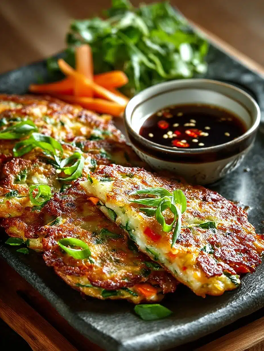 Crispy Vegetable Pancakes with Asian Dipping Sauce Delight - Crispy Vegetable Pancakes with - additional detail