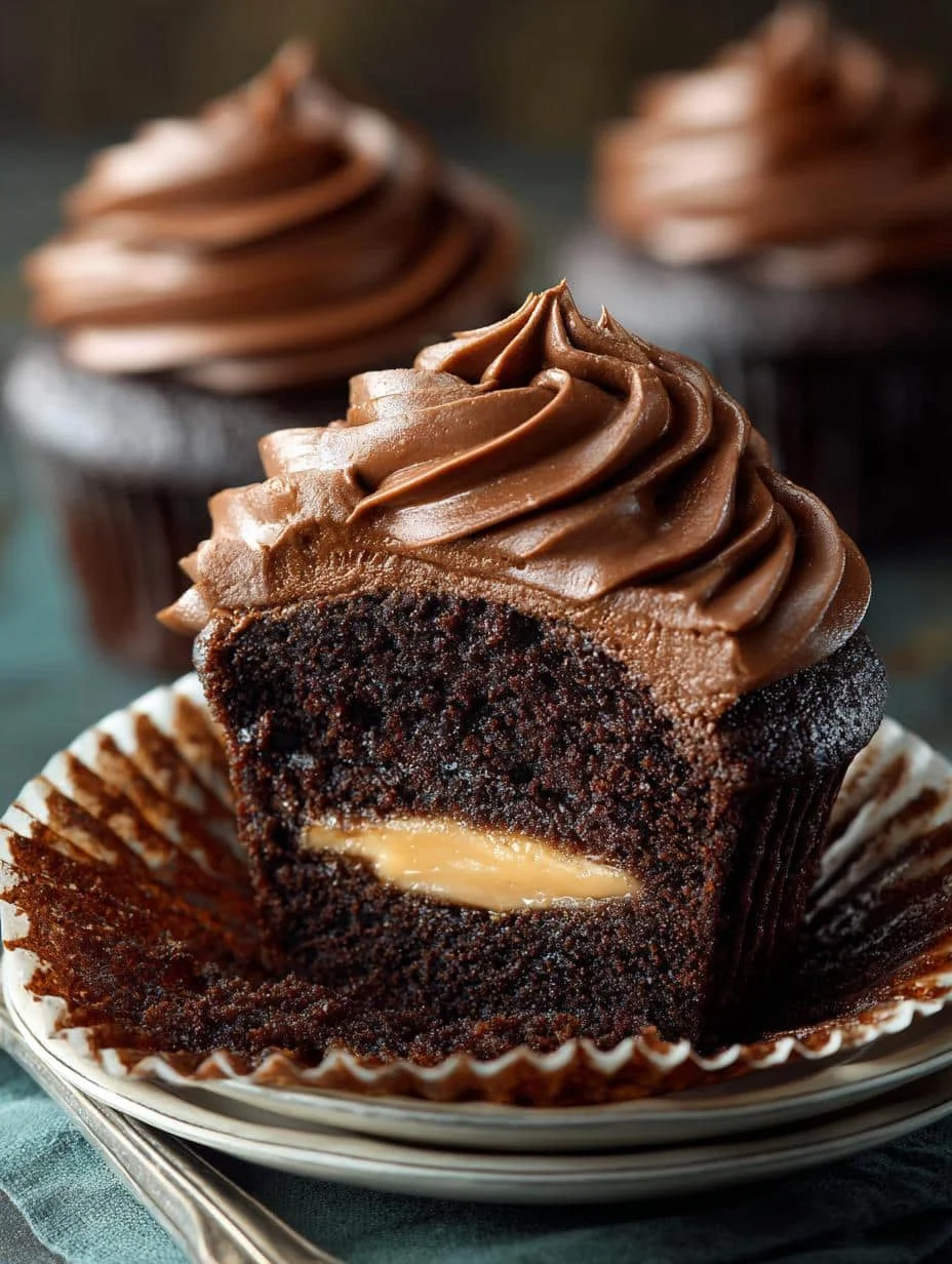 Double Dark Chocolate Cupcakes with Peanut Butter Bliss - Double Dark Chocolate Cupcakes - additional detail