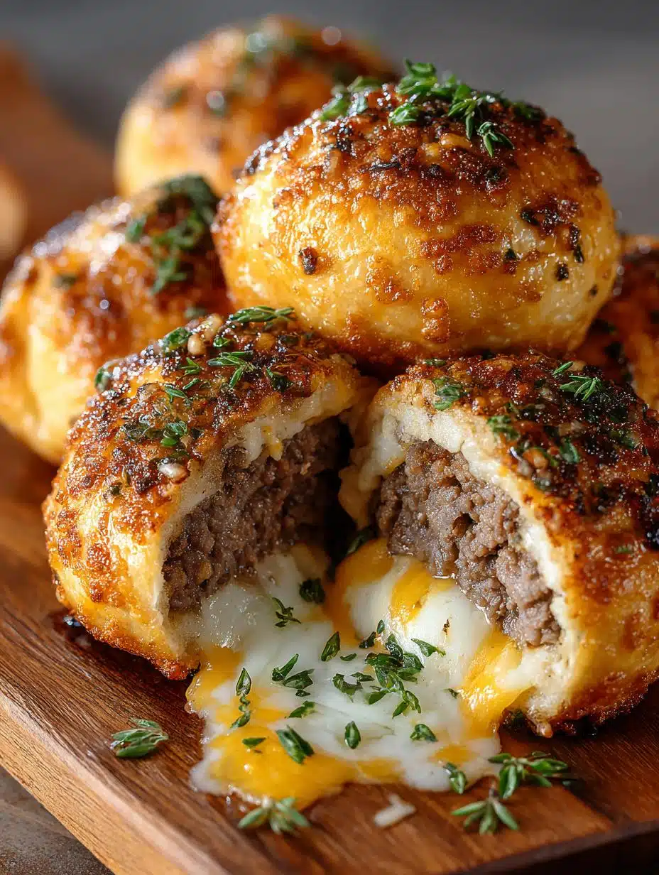 Garlic Parmesan Cheeseburger Bombs: 12 Cheesy Delights - Garlic Parmesan Cheeseburger Bombs - main visual representation
