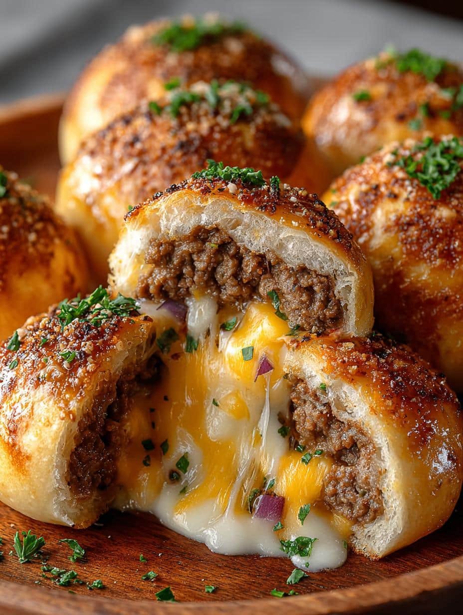 Garlic Parmesan Cheeseburger Bombs: 12 Cheesy Delights 3 Garlic Parmesan Cheeseburger Bombs: 12 Cheesy Delights - Garlic Parmesan Cheeseburger Bombs - additional detail