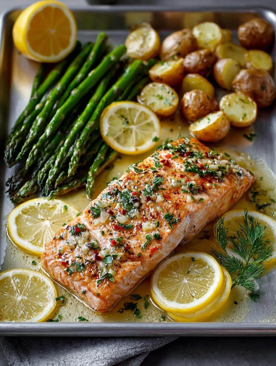 Lemon Garlic Butter Salmon with Asparagus: 7 Steps to Perfection 2 Irresistible Lemon Garlic Butter Salmon with Asparagus served on a plate