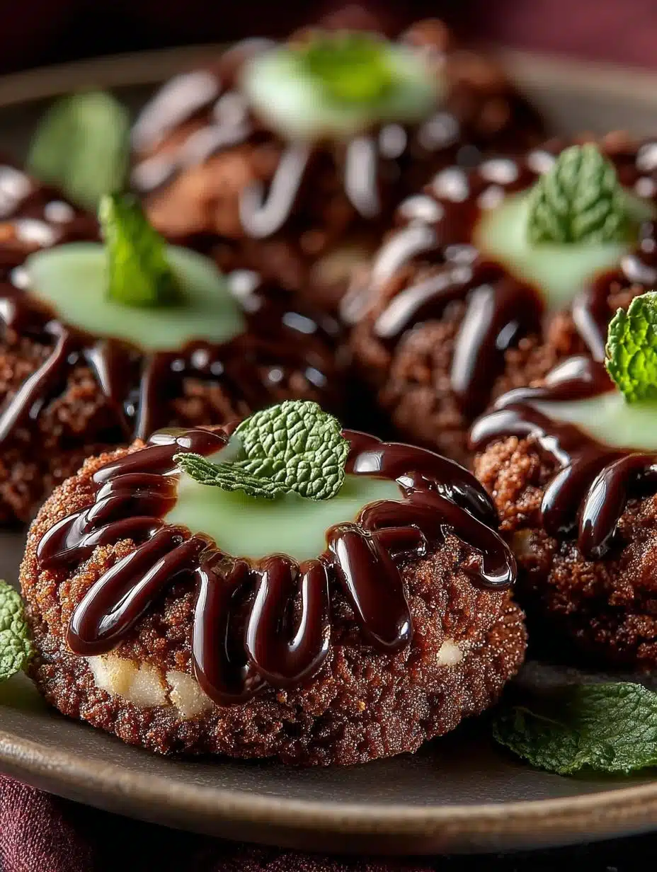 Mint Chocolate Thumbprint Cookies