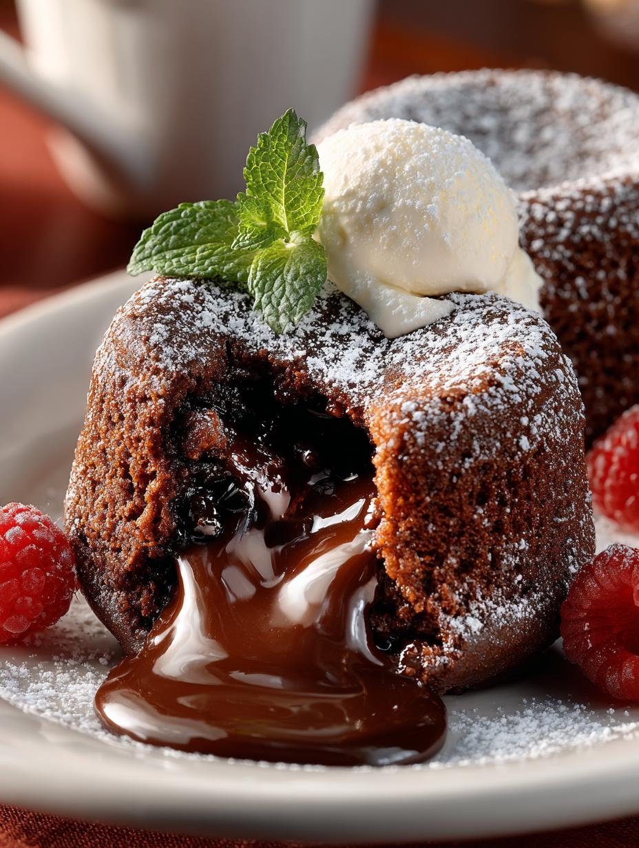 Irresistible molten chocolate cakes fresh from the oven ready to be served