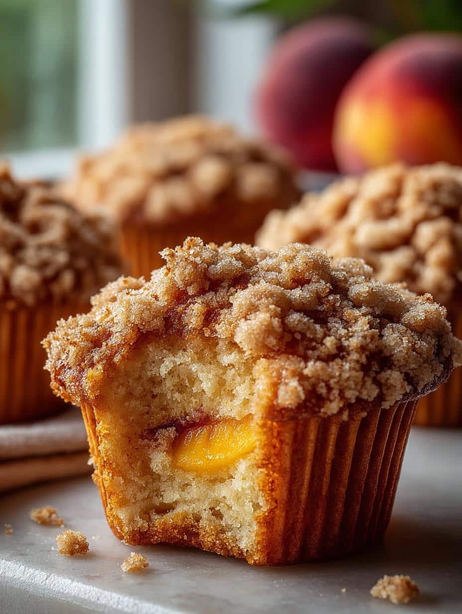 Delicious Peach Streusel Muffins for Breakfast - Peach Streusel Muffins - main visual representation