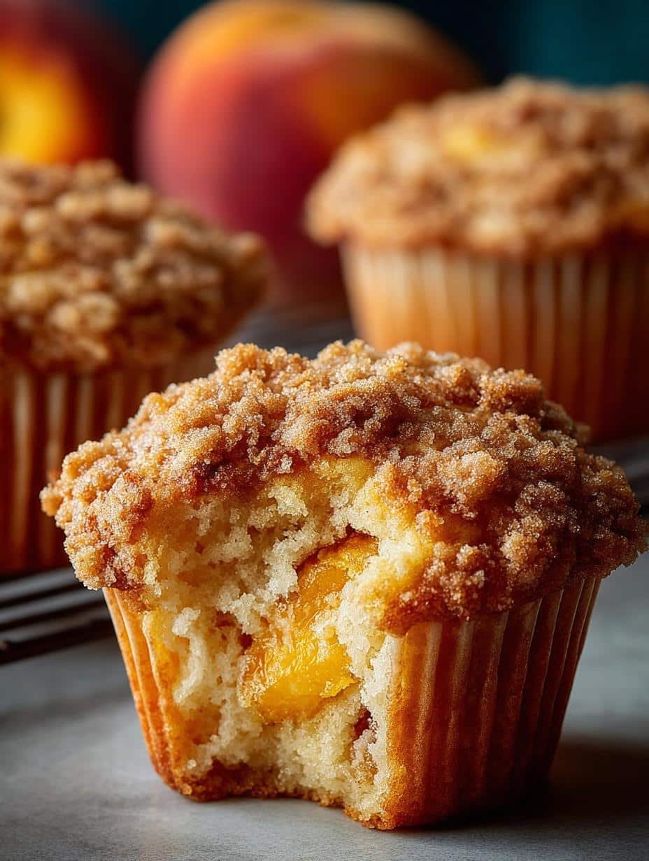 Delicious Peach Streusel Muffins for Breakfast - Peach Streusel Muffins - additional detail