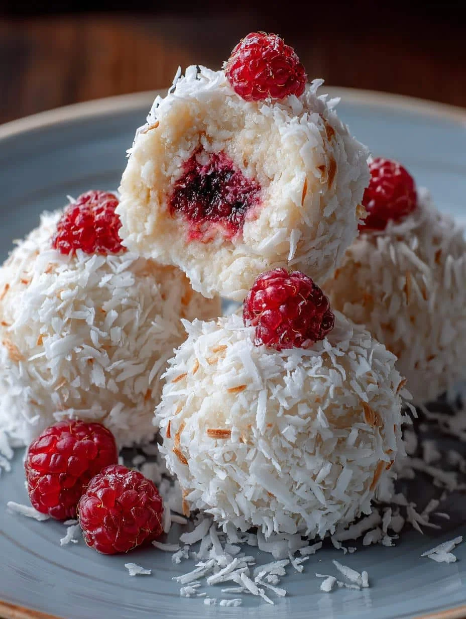 Raspberry Coconut Snowballs: 12 Delightful Bites - Raspberry Coconut Snowballs - main visual representation