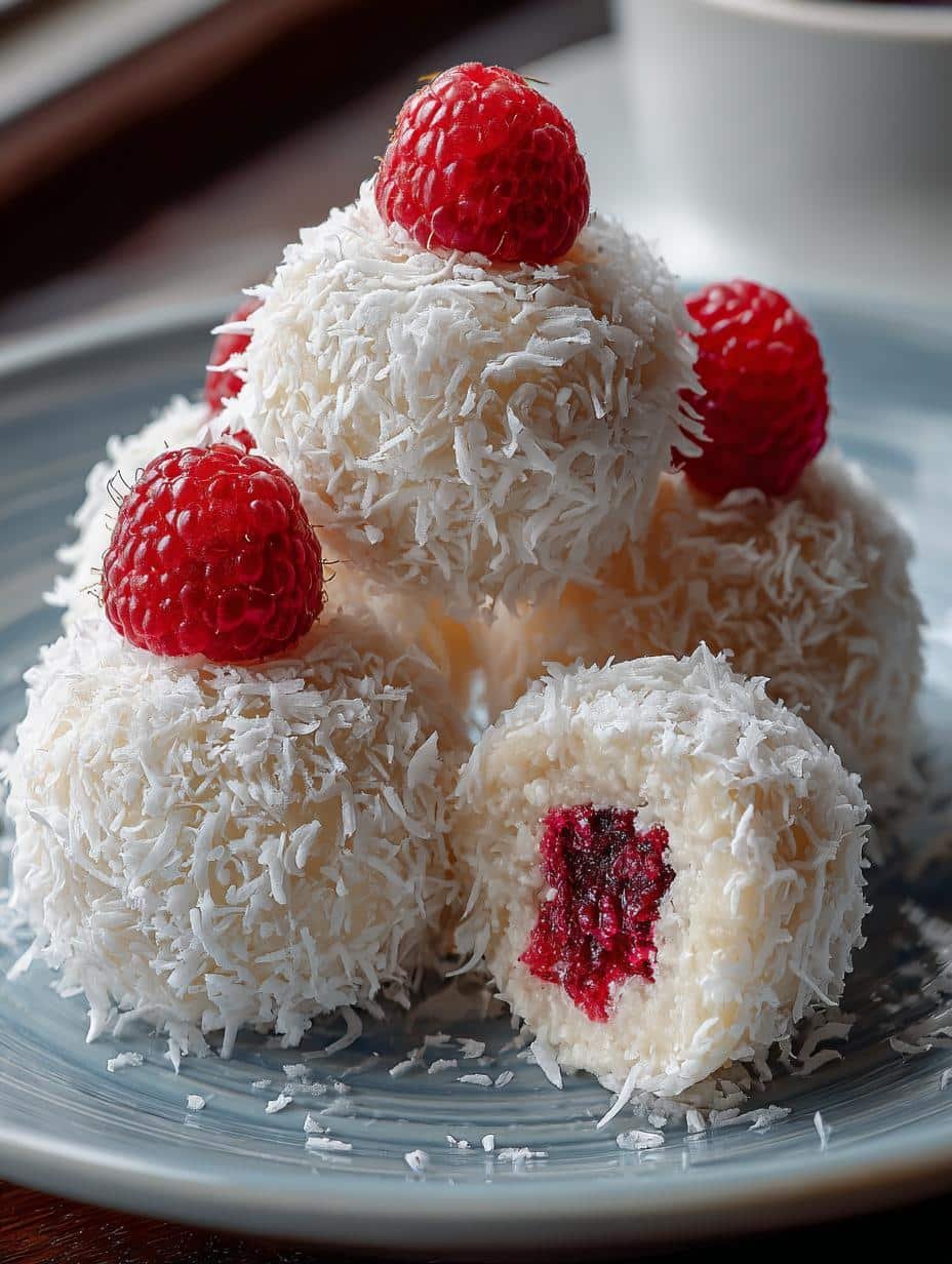 Raspberry Coconut Snowballs: 12 Delightful Bites - Raspberry Coconut Snowballs - additional detail