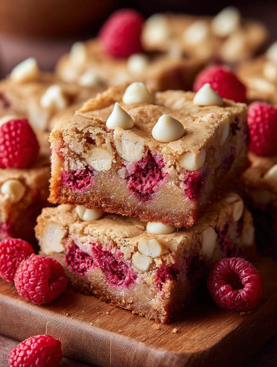 Raspberry White Chocolate Blondies: 16 Irresistible Squares - Raspberry White Chocolate Blondies - main visual representation