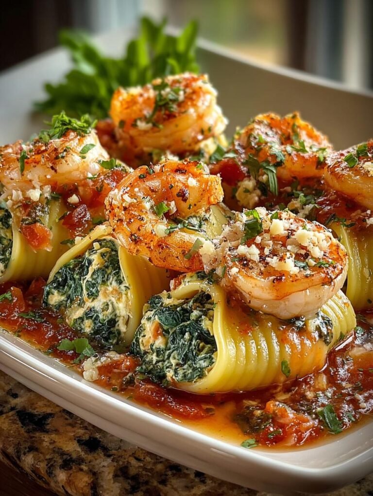 Shrimp Spinach Stuffed Pasta