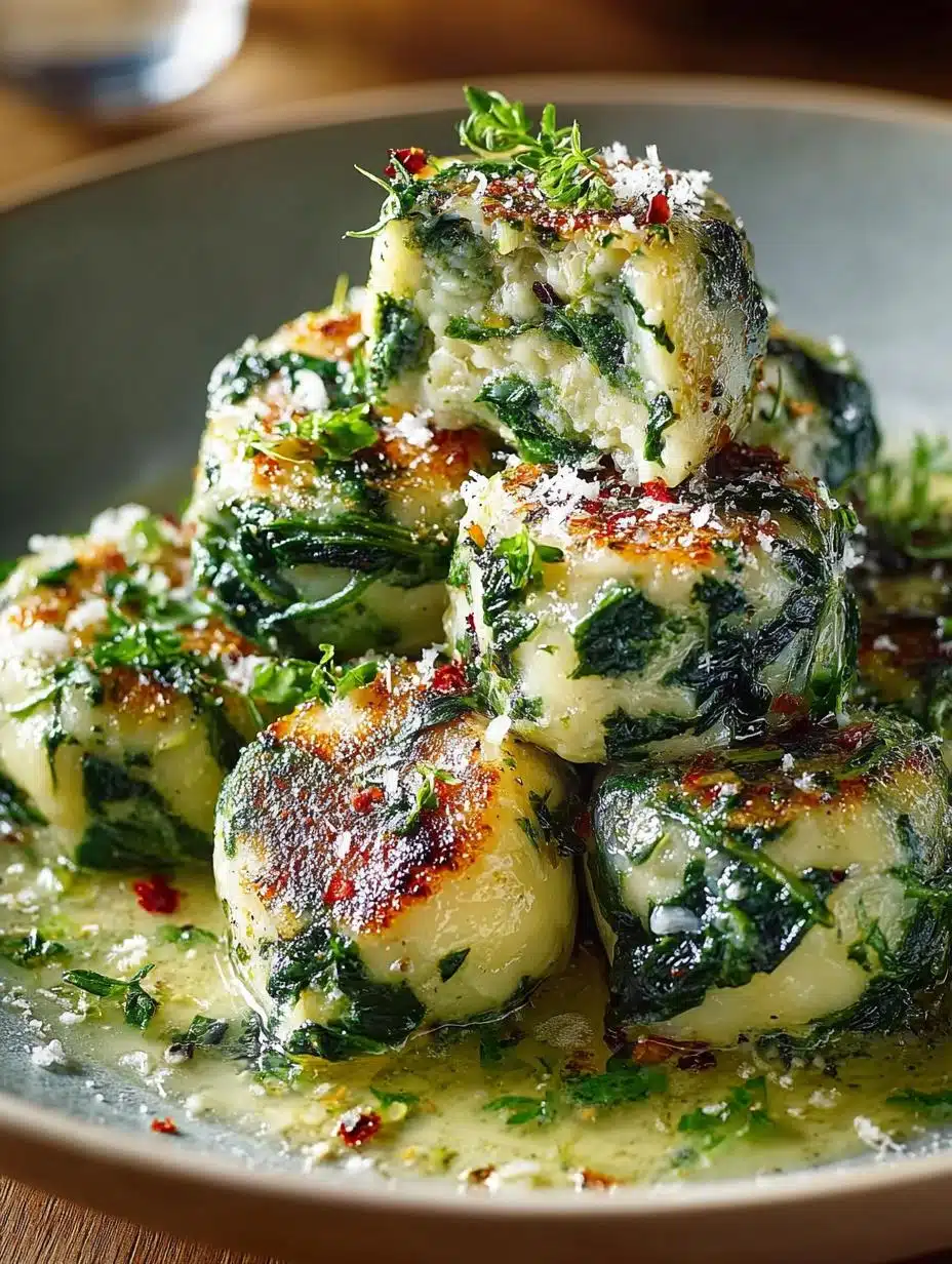 Sudtiroler Spinach Dumplings with Butter & Parmesan 3 Sudtiroler Spinach Dumplings with Butter & Parmesan - Sudtiroler Spinach Dumplings with - additional detail