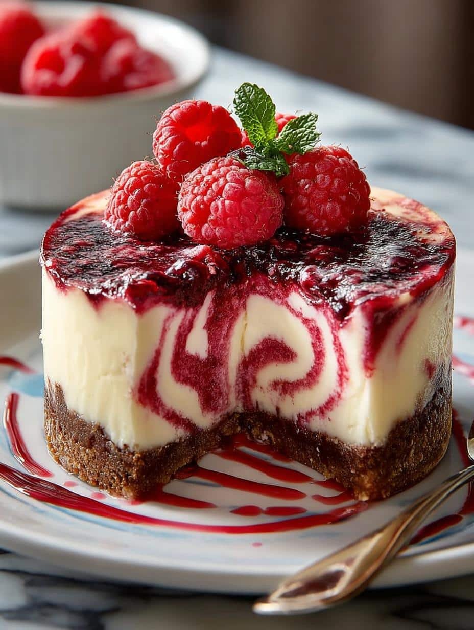 White Chocolate Raspberry Swirl Cheesecake Delight - White Chocolate Raspberry Swirl - additional detail