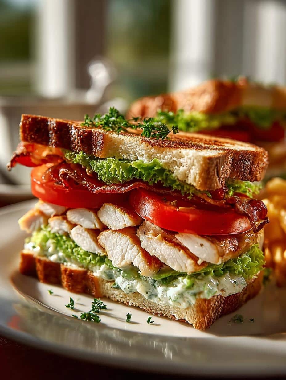 Chicken Club Sandwich with Beef Bacon & Avocado Ranch - Chicken Club Sandwich with - additional detail