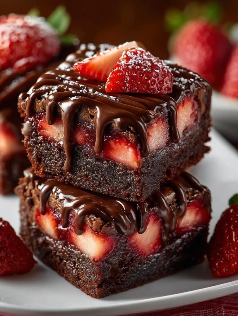 Chocolate Covered Strawberry Brownies