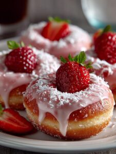 Strawberry Mochi Donuts