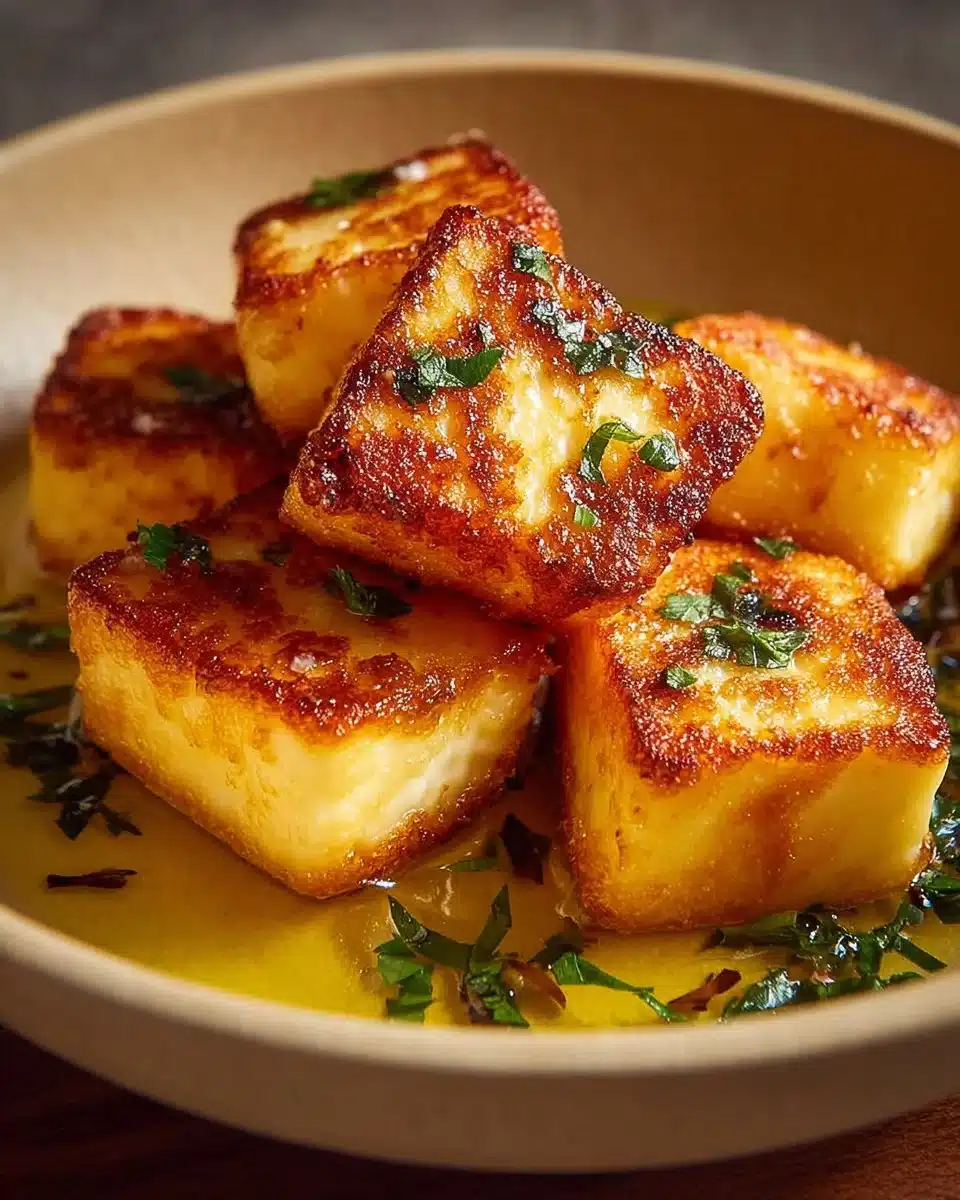Crispy air fryer halloumi cheese served on a plate