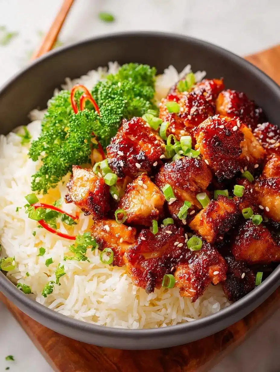 Air Fryer Teriyaki Chicken dish served with vegetables on a plate