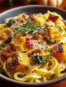 Delicious Autumn Sausage Pasta Squash served in a bowl