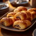 Delicious chocolate puff pastry with flaky layers and rich chocolate filling