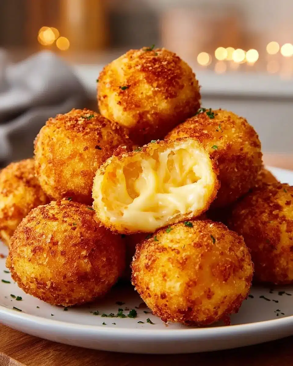 Crispy Air Fryer Potato Balls 1 Crispy air fryer potato balls served on a plate with dipping sauce
